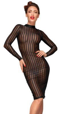 Rochie Lunga Neagra Stripe Wetlook, Noir Handmade foto