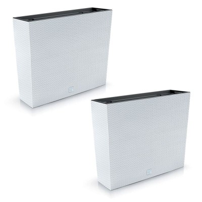 Set 2 jardiniere decorative, imitatie ratan, alb, 58x18x49.8 cm, Rato Case foto