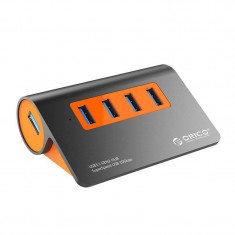 Hub USB Orico M3H4-G2 USB 3.1 Gen2 Gri / Portocaliu foto