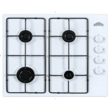 Plita incorporabila Nuova Cucina PG60 White, 4 arzatoare gaz, Valve de siguranta, Aprindere electrica din buton, Alb