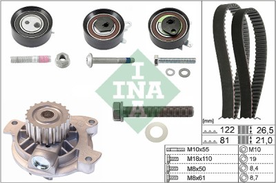 INA 530 0484 30 Set pompa apa + curea dintata foto
