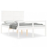 Cumpara ieftin Cadru de pat senior cu tablie, 120x200 cm, alb, lemn masiv