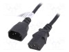 Cablu AKYGA 3x0,75mm&sup2; IEC C13 mamă - IEC C14 tată, 3m, negru, 10A