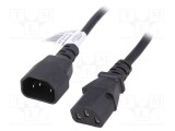 Cablu AKYGA 3x0,75mm&sup2; IEC C13 mamă - IEC C14 tată, 3m, negru, 10A