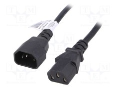 Cablu AKYGA 3x0,75mm&sup2; IEC C13 mamă - IEC C14 tată, 3m, negru, 10A