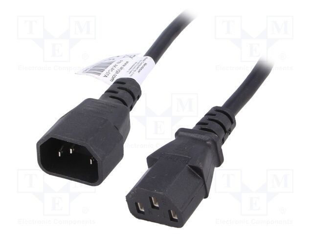 Cablu AKYGA 3x0,75mm&sup2; IEC C13 mamă - IEC C14 tată, 3m, negru, 10A