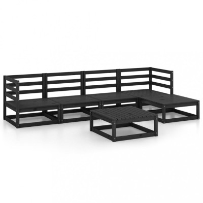 Set mobilier de gradina, 6 piese, negru, lemn masiv de pin foto