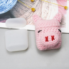 Husa Compatibila cu Apple AirPods 1gen /2 gen + Husa Textila, Piggy foto