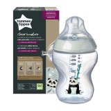 Biberon ursuleti panda PP 0 luni+ Closer to Nature, 260ml, Tommee Tippee