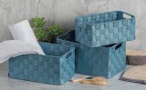 Cumpara ieftin Set 3 cosuri depozitare tesatura albastra 26 x 16 x 9 cm, 28 x 18 x 11,5 cm, 30 x 20 x 13,5 cm