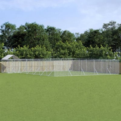 vidaXL Padoc exterior cu acoperiș argintiu 12x12x2,5 m oțel galvanizat foto