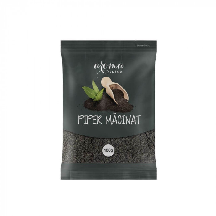 Piper Negru Macinat Aroma Spice, 12 Plicuri x 100 g, Piper Macinat, Pudra de Piper Negru, Piper Pudra, Piper Negru Pudra, Boabe Negre de Piper Macinat