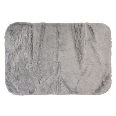 Covor Decorativ Imitatie Blana, Gri, 120x80 cm, Antiderapant foto