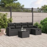 Cumpara ieftin Set mobilier de grădină cu perne, 6 piese, negru, poliratan