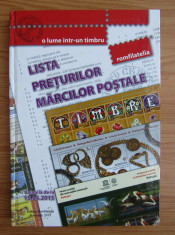 Lista preturilor marcilor postale 2015 foto