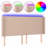 Cumpara ieftin Tablie de pat cu LED, cappuccino, 183x16x118/128 cm, piele eco