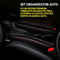 Set 2 buc - Organizator auto de tip Buzunar, PREMIUM, imitatie piele