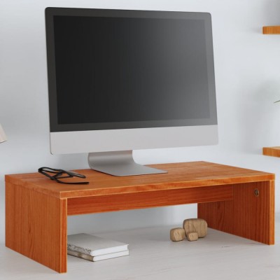 vidaXL Suport pentru monitor, maro ceruit, 50x27x15 cm, lemn masiv pin foto