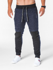 Pantaloni barbati bleumarin slim cu banda siret si buzunare P642 foto