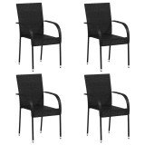 VidaXL Scaune de exterior stivuibile, 4 buc., negru, poliratan 310084