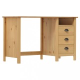Birou Lemn Masiv Pin vidaXL Hill 120x50x74 cm Maro cu 3 Sertare