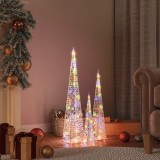 Cumpara ieftin Set conuri decorative cu LED-uri multicolor 30/45/60 cm acril