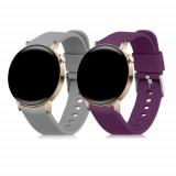 Set 2 curele pentru Huawei Watch GT 3 Pro (43mm)/Watch GT 3 (42mm), Kwmobile, Gri/Violet, Silicon, 57109.03