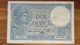 Franta - bancnota de colectie istorica - 10 franci / francs 1939 - tiparita imediat dupa intrarea Frantei in WW2 - stare buna !