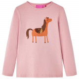 Tricou pentru copii cu m&acirc;neci lungi, roz deschis, 104, vidaXL