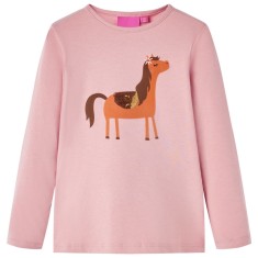 Tricou pentru copii cu m&acirc;neci lungi, roz deschis, 128