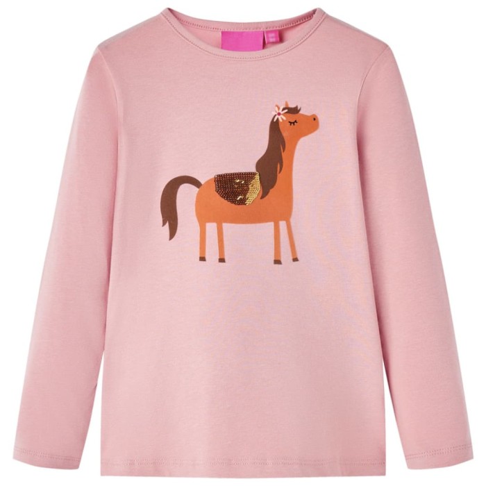 Tricou pentru copii cu m&acirc;neci lungi, roz deschis, 104