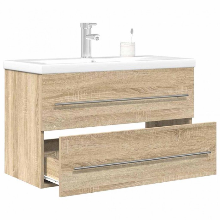 vidaXL Set mobilier de baie, 2 piese, stejar sonoma, lemn prelucrat 3324964