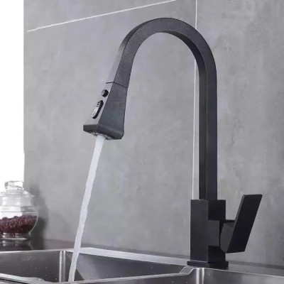 Baterie Bucatarie cu Dus Extractibil, Alama Sanitara, Negru, OD/2040 ModernLight Concept foto