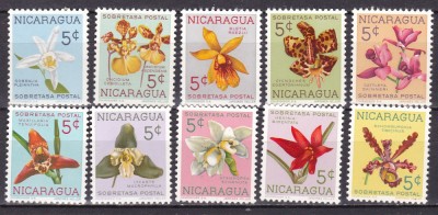 Nicaragua 1962 flori MI 61-70 MNH foto