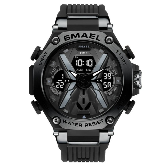 Ceas de mana barbatesc Smael Sport Dual Time Quartz Analog Digital Alarma Cronograf
