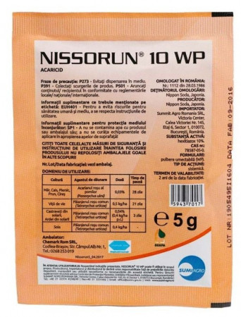Insecticid acaricid NISSORUN 10 WP - 5 g, Sumi Agro, Sistemic, Rosii, Ardei