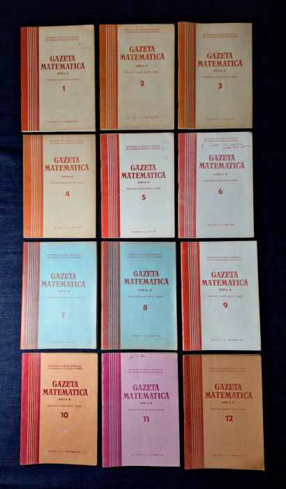 Carte - Gazeta Matematica, Seria B, anul XXIV, nr. 1 - 12, Serie completa 1973
