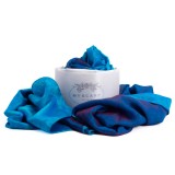 Cumpara ieftin Eșarfă Mătase Naturală Unisex Napoli, Dublă Față, 185x65cm, Albastru/Bleu, Made in Italy