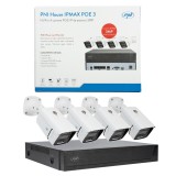 Kit supraveghere video PNI House IPMAX POE 3, NVR cu 4 porturi POE, ONVIF si 4 camere cu IP 3MP, de exterior, Power over Etherne