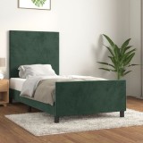 VidaXL Cadru de pat fără saltea, verde &icirc;nchis, 90x200 cm, catifea