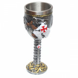 Pocal Medieval Templar Goblet 18.5cm 200ml decorat 360grade Tole 10 39366