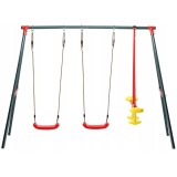 Leagan de gradina dublu cu 2 scaune si hanta, cadru metalic, 290x180x200 cm