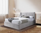 Cumpara ieftin Pat tapitat Prestige 2, 180x200, cu somiera metalica rabatabila si spatiu de depozitare, culoare Crem
