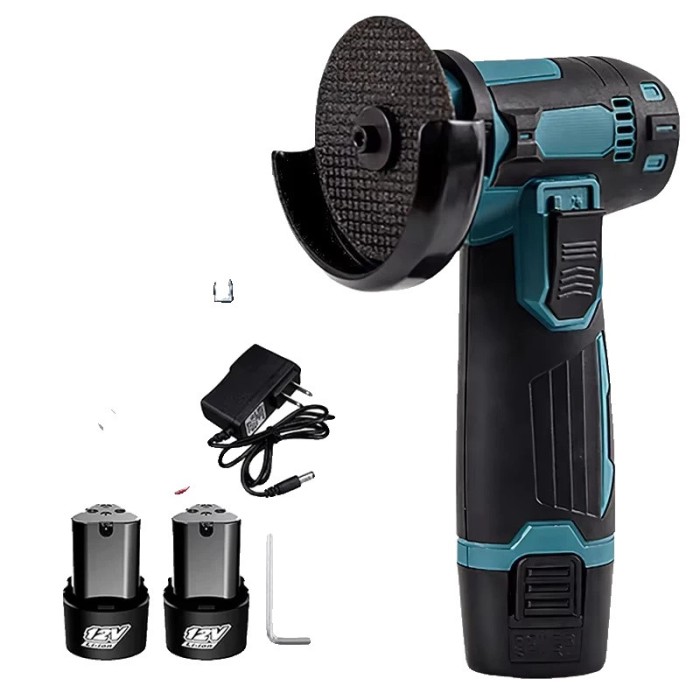 Polizor unghiular electric 12V, 19500r/min, 2 acumulatori, albastru/negru, set complet accesorii