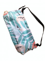 Saltea autogonflabila Lazy Bag - stil flamingo, turcoaz, 70x240 cm foto