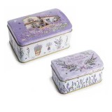 Cumpara ieftin Set 2 cutii depozitare, multicolore metal Lavanda 15,5 x 10 x 8 H, 13 x 8 x 6,5 H