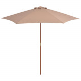 VidaXL Umbrelă de soare de exterior cu st&acirc;lp din lemn, taupe, 270 cm