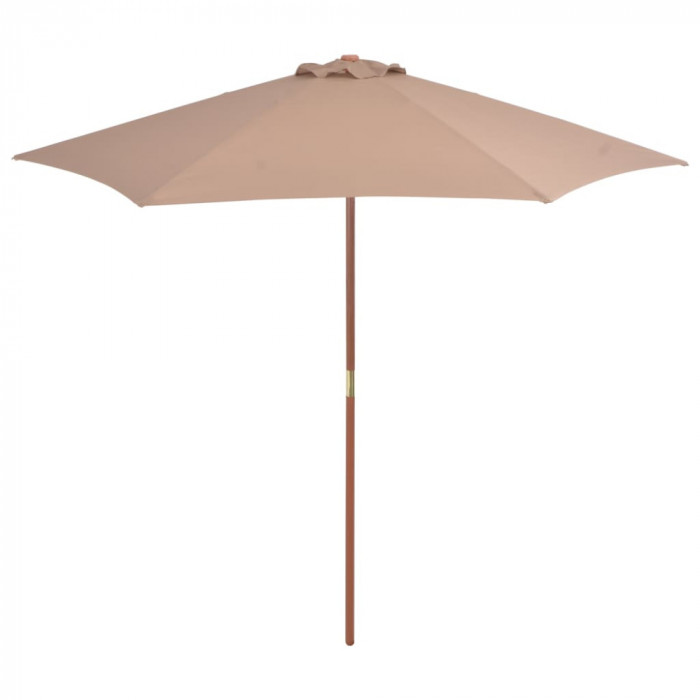 vidaXL Umbrelă de soare de exterior cu st&acirc;lp din lemn, taupe, 270 cm