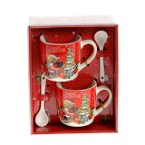 Set 2 cani Merry Christmas cu lingurite si decor ursulet