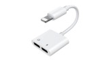 Joyroom Lightning - 2x adaptor audio pentru căști Lightning și &icirc;ncărcător, alb (S-Y104)